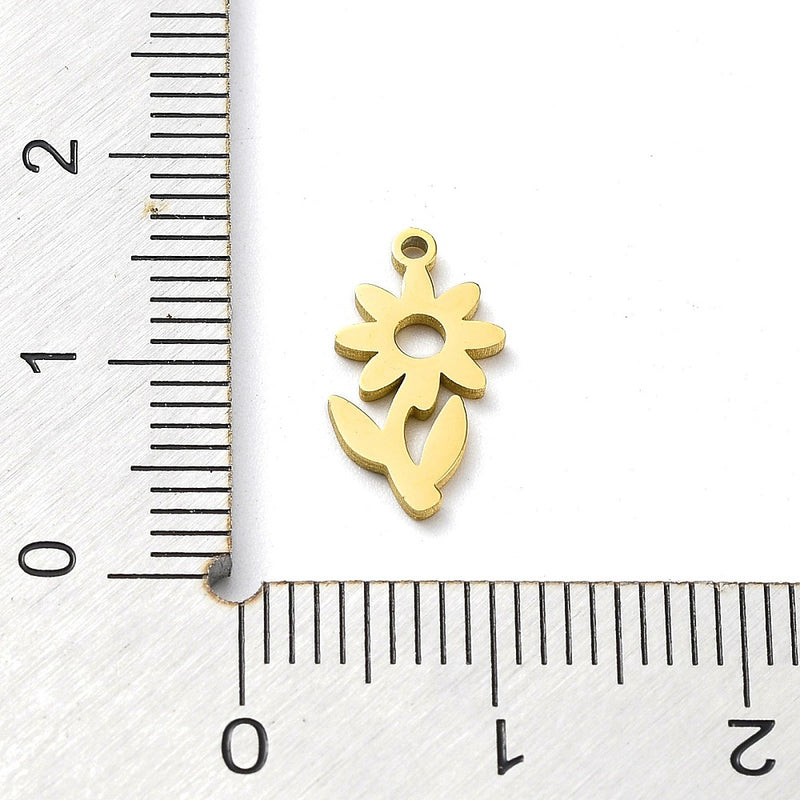 Stainless Steel Flower Charm