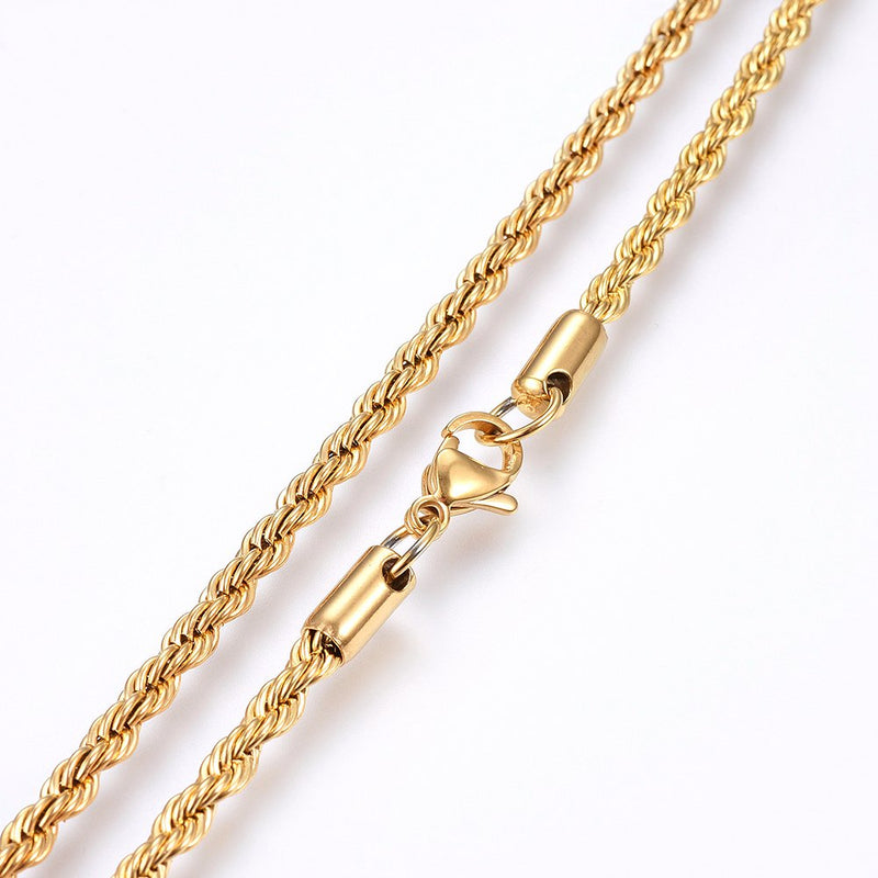18k Gold Plated Stainless Steel Twisted Rope Chain Necklace