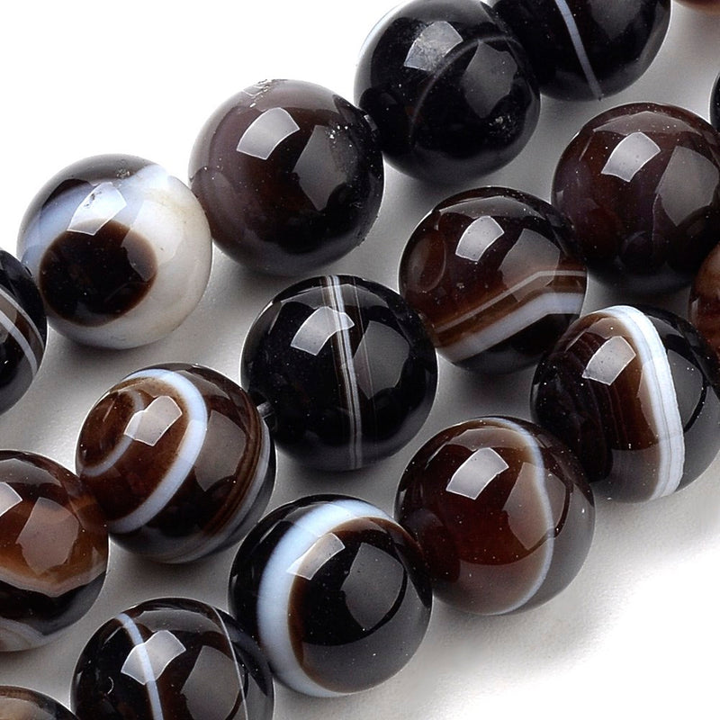 Striped Round Agate Bead Strands