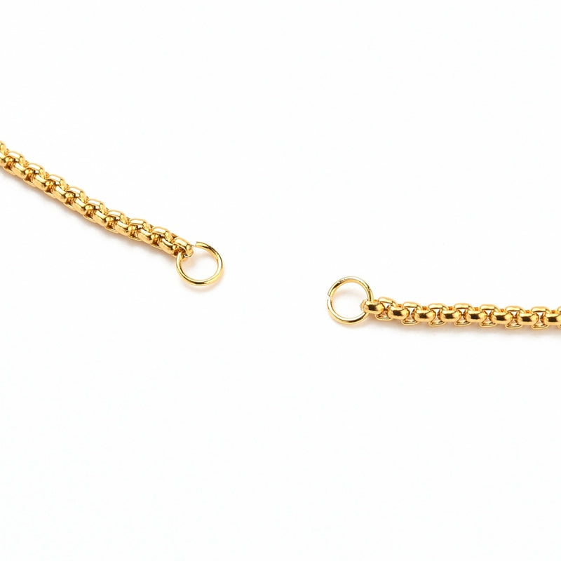 Stainless Steel Gold Venice Box Link Bracelet with Extender