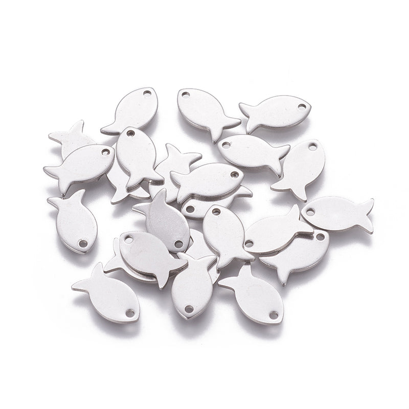 Stainless Steel Fish Charm (20 pcs)