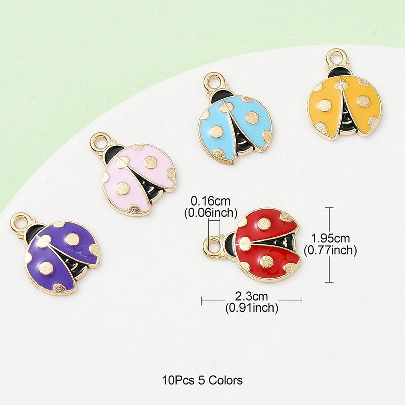 Alloy Enamel Ladybug Charms