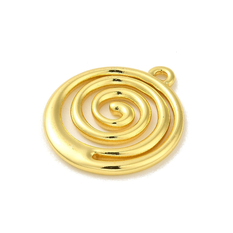 18K Gold Plated Stainless Steel Flat Round Charm