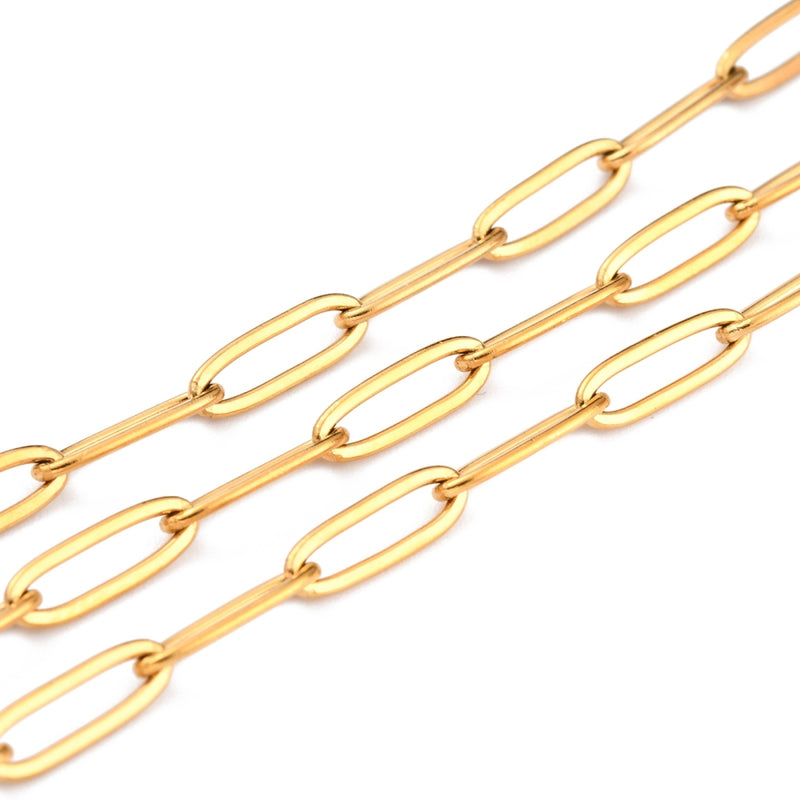 Stainless Steel Ion Plating Gold Paperclip Chain
