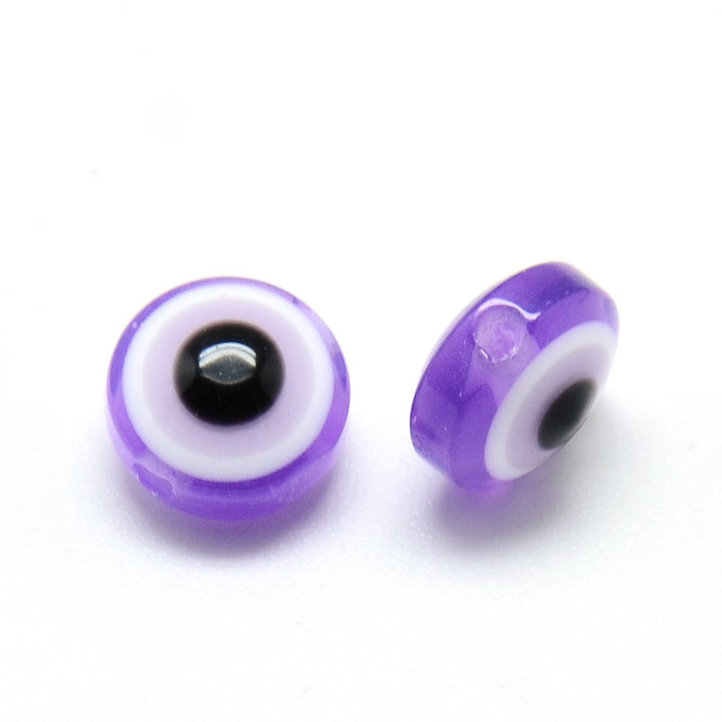 Resin Flat Round Evil Eye Beads