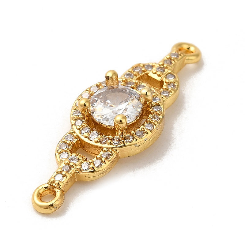 18k Gold Plated Cubic Zirconia Round Connector