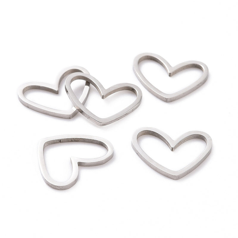 18k Gold Plated Stainless Steel Heart Linking Rings