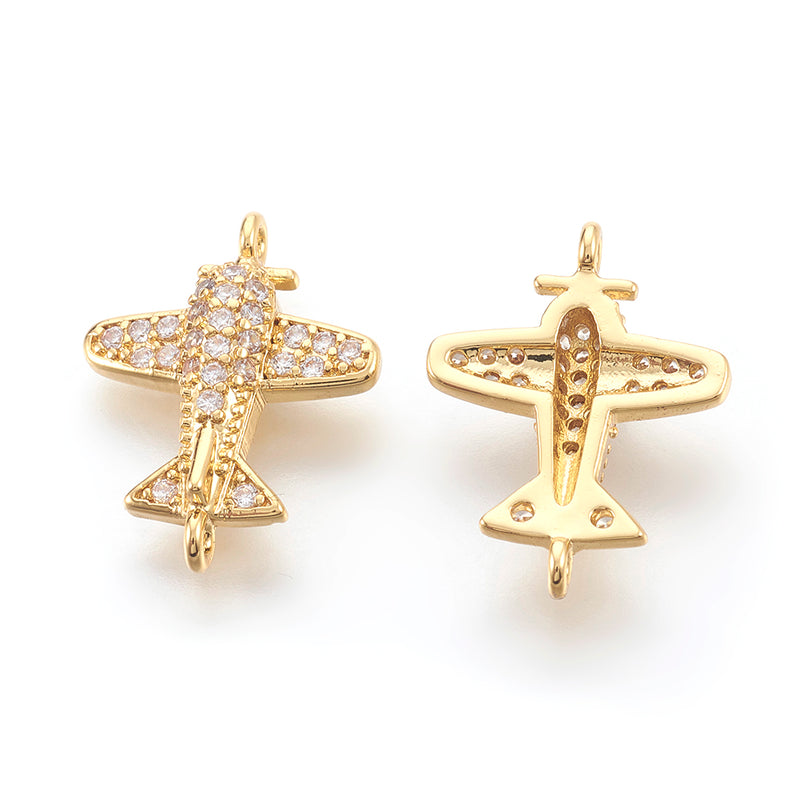 18K Gold Plated Cubic Zirconia Airplane Connector