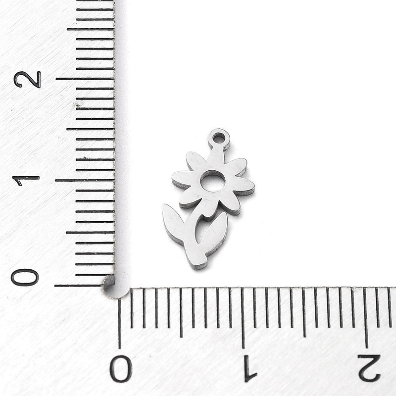 Stainless Steel Flower Charm