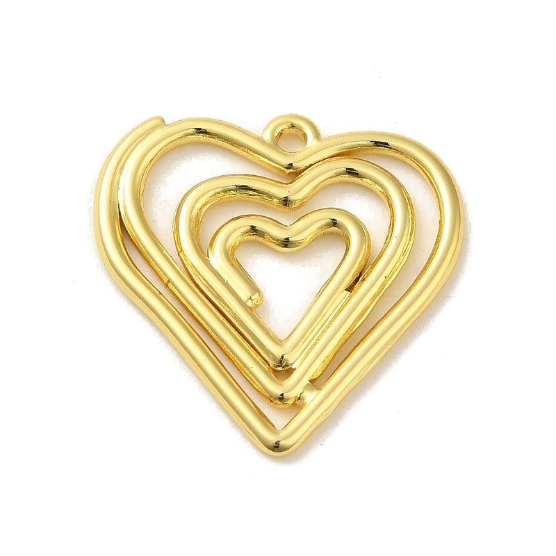 18K Gold Plated Stainless Steel Heart Charm