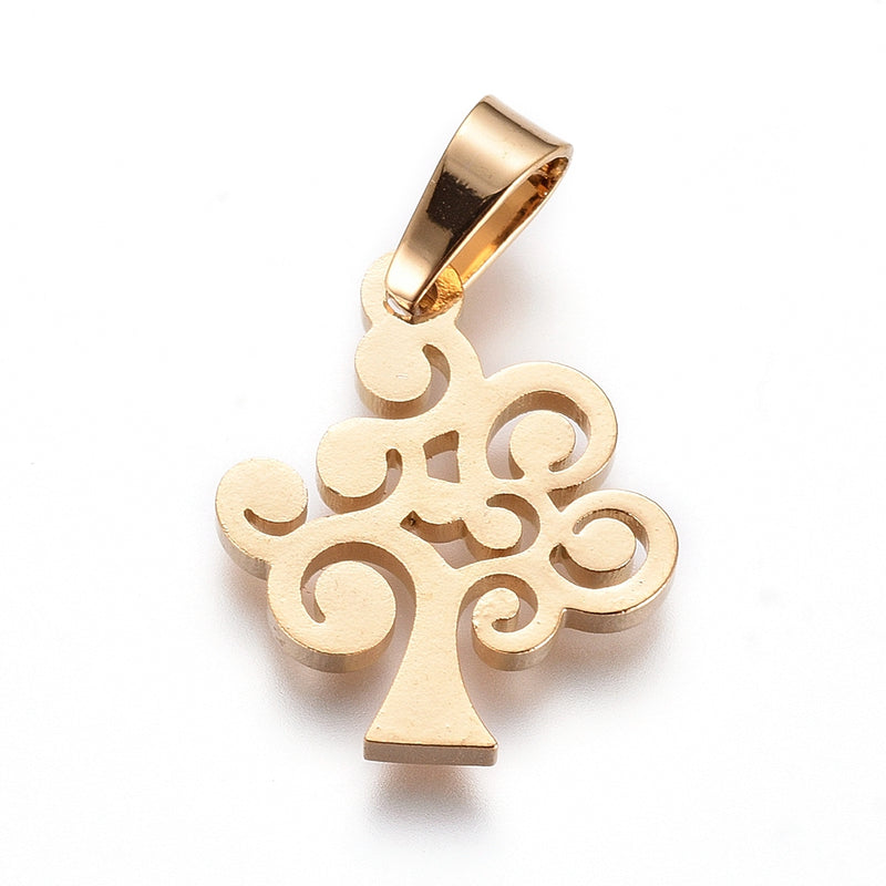 Stainless Steel Gold Tree of Life Pendant