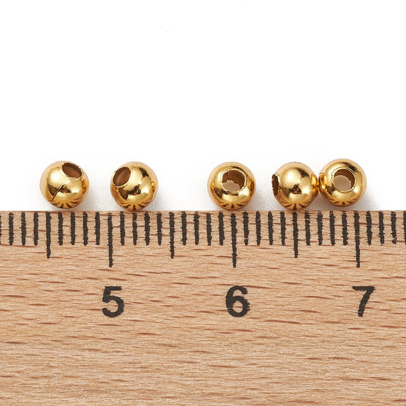 24k Gold Plated Stainless Steel Round Spacer Beads