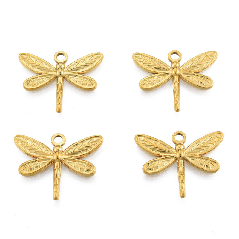 18k Gold Plated Stainless Steel Dragonfly Pendant