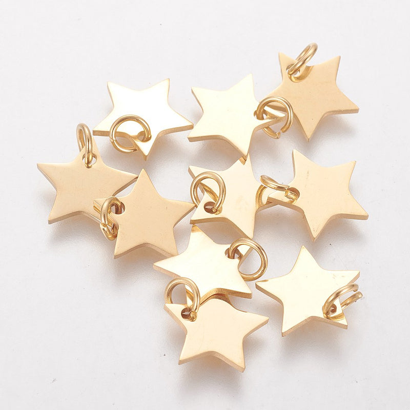 Stainless Steel Star Charm with Jump Ring