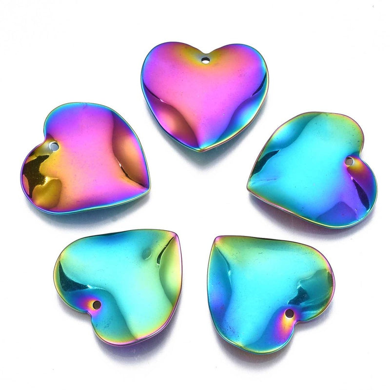 Stainless Steel Multicolor Heart Pendants