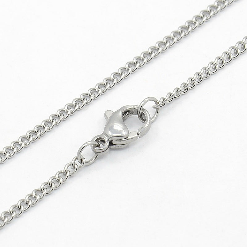 Stainless Steel Curbed Link Chain Necklace (2 pieces)