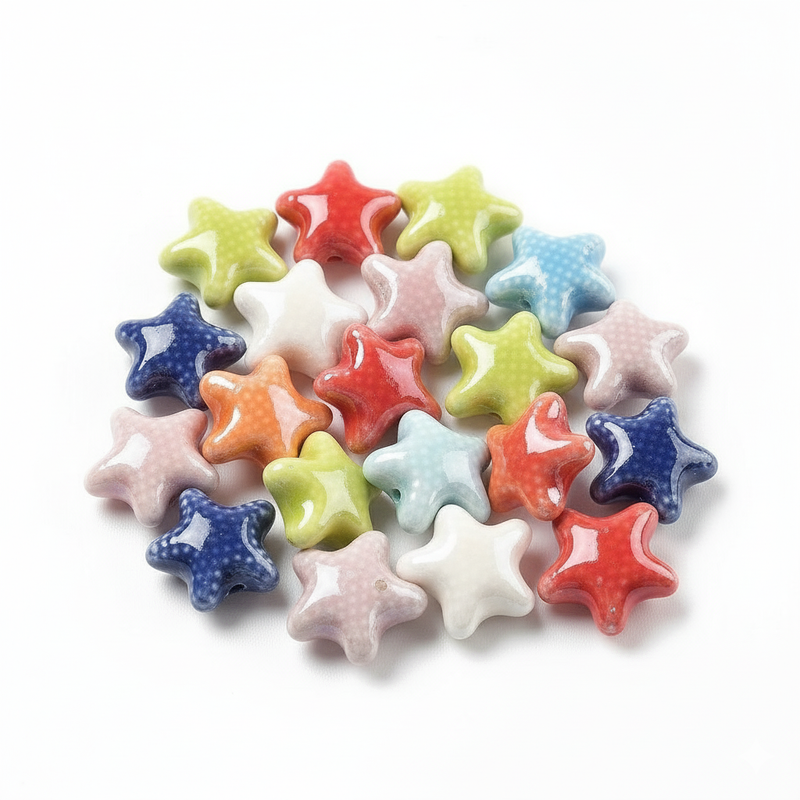 Ceramic Starfish Beads Mixed Colors