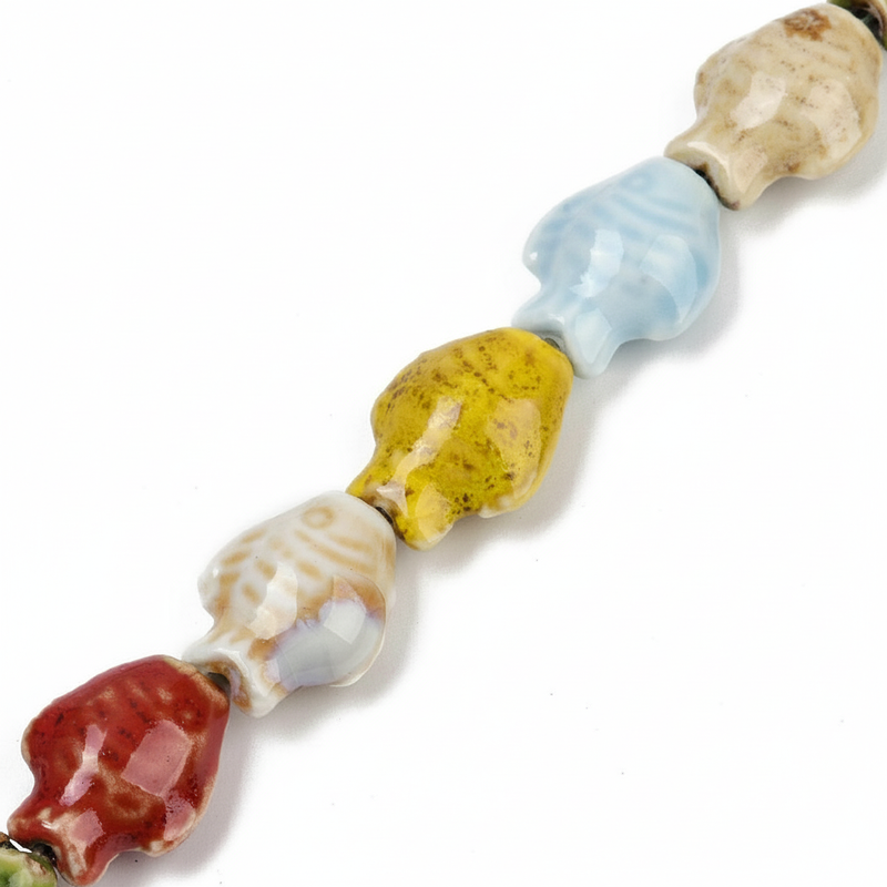 Ceramic Fish Beads Mixed Colors