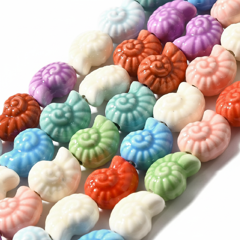 Ceramic Shell Beads Mixed Colors