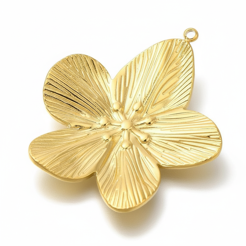 Stainless Steel Gold Flower Charm