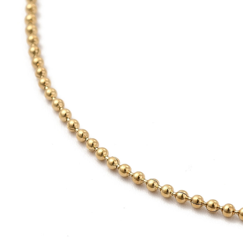 14K Gold Plated Stainless Steel Ball Chain Bracelet with extender