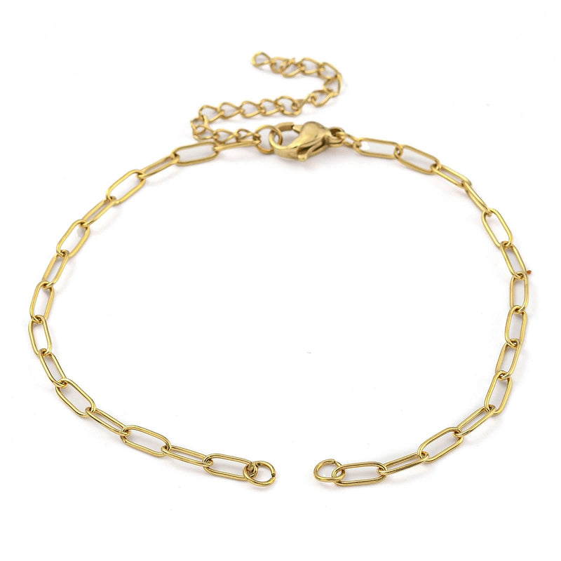 Stainless Steel Paperclip Bracelet with Lobster Claw and Chain Extender