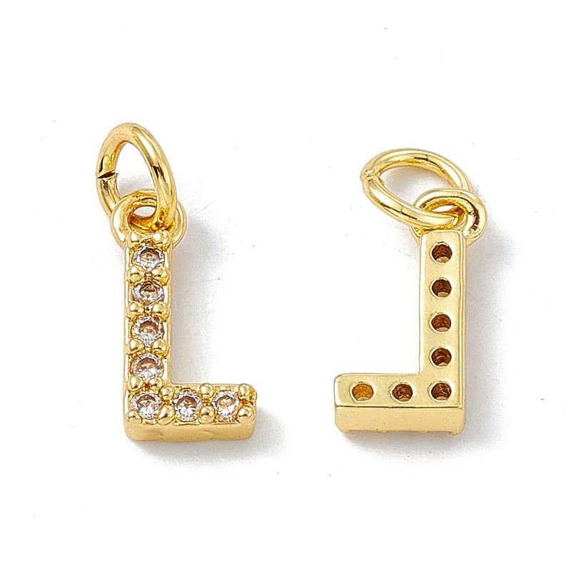 18K Gold Plated Cubic Zirconia Letter Pendant with jump ring