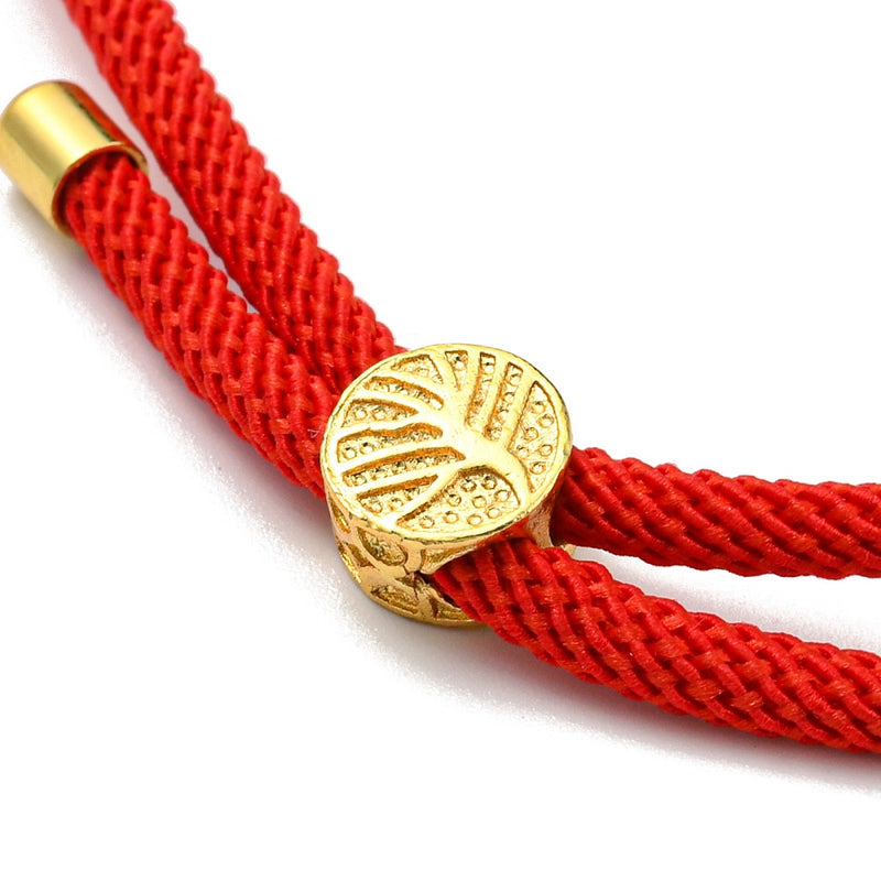 Adjustable Nylon Cord Bracelet with Golden Brass Tree Slider