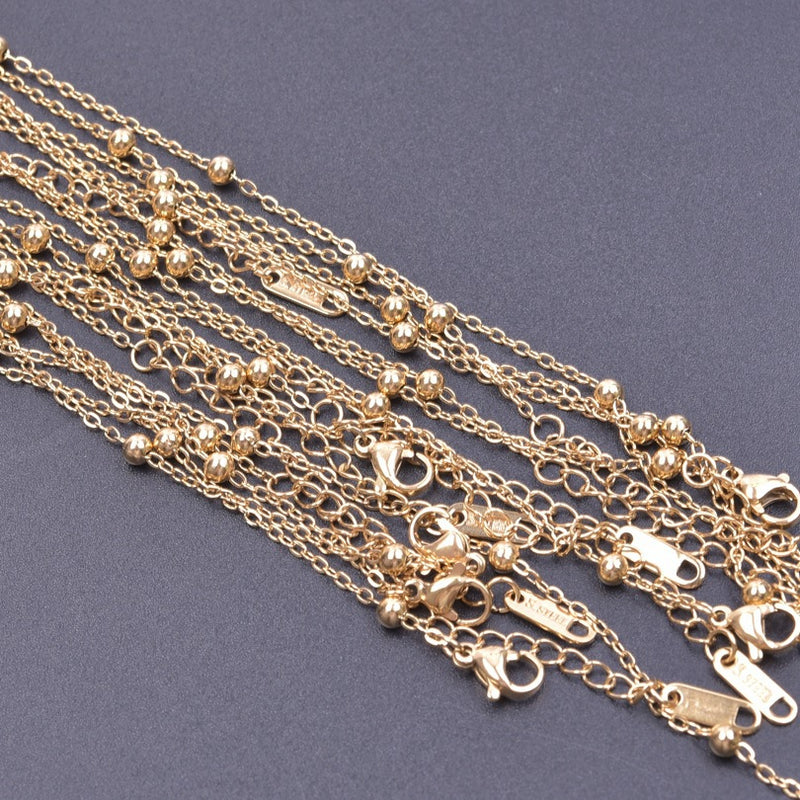 16inch Stainless Steel Gold Bead Chain Necklace