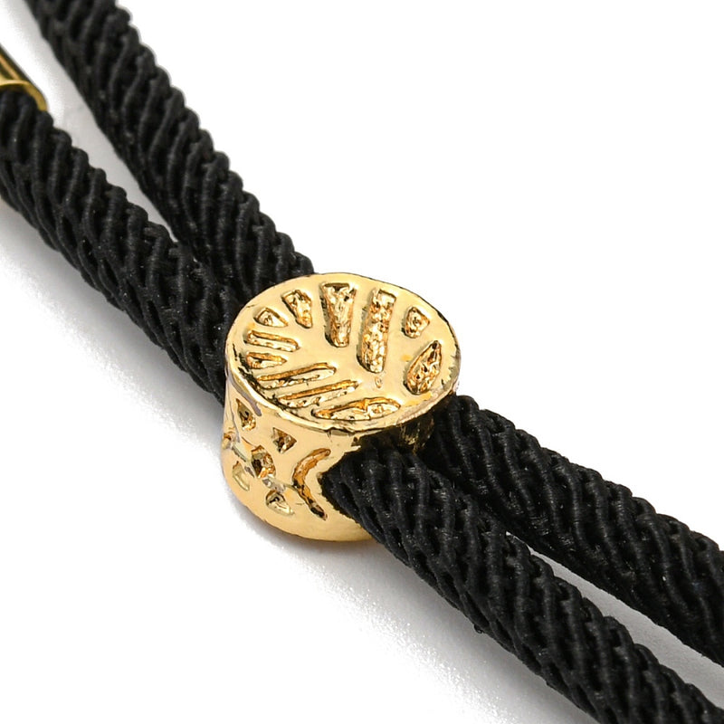 Adjustable Nylon Cord Bracelet with Golden Brass Tree Slider