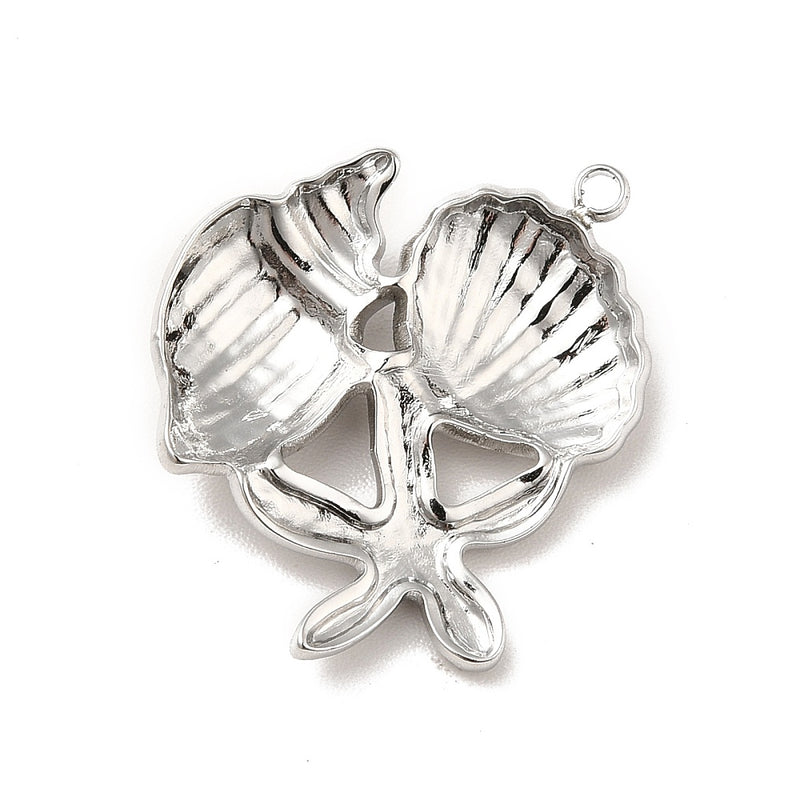 Stainless Steel Starfish & Shells Charm