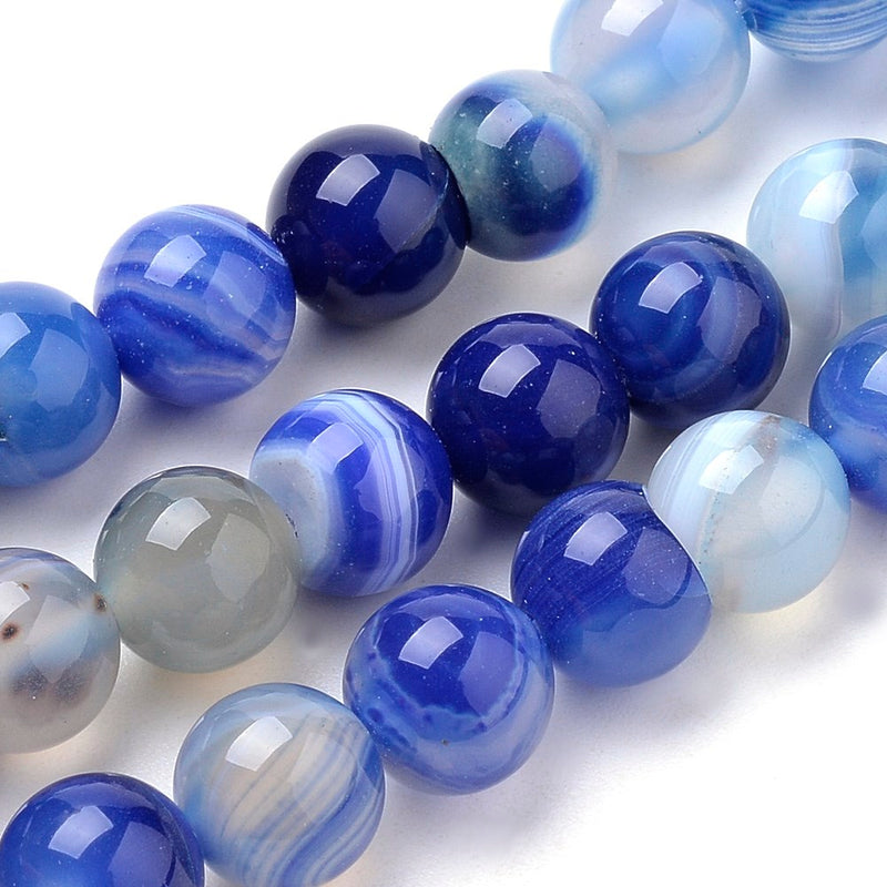 Striped Round Agate Bead Strands