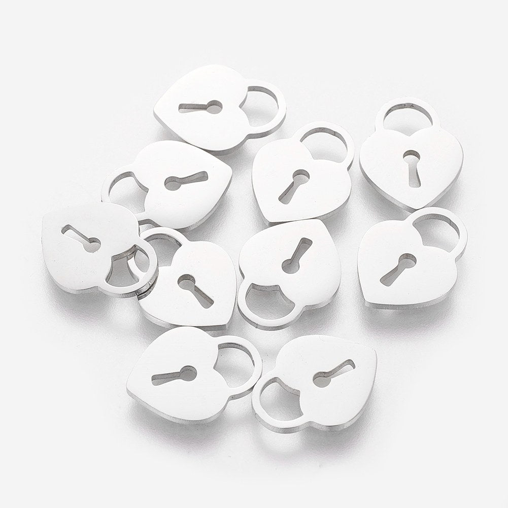 Mini Lock Charm Stainless Steel Mini Heart Lock Charms – JRM Designs, Inc.