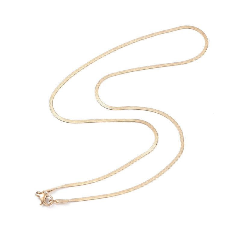Stainless Steel Gold Plated Flat Snake Chain
