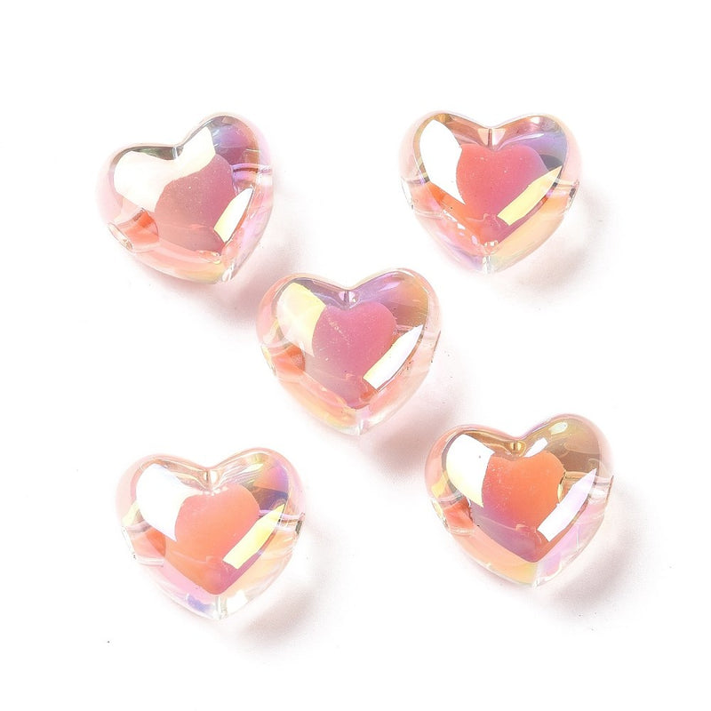 Acrylic Transparent Heart Beads