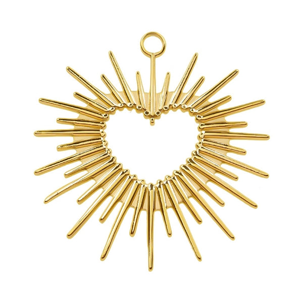 Stainless Steel Gold Sacred Heart Sun Charm