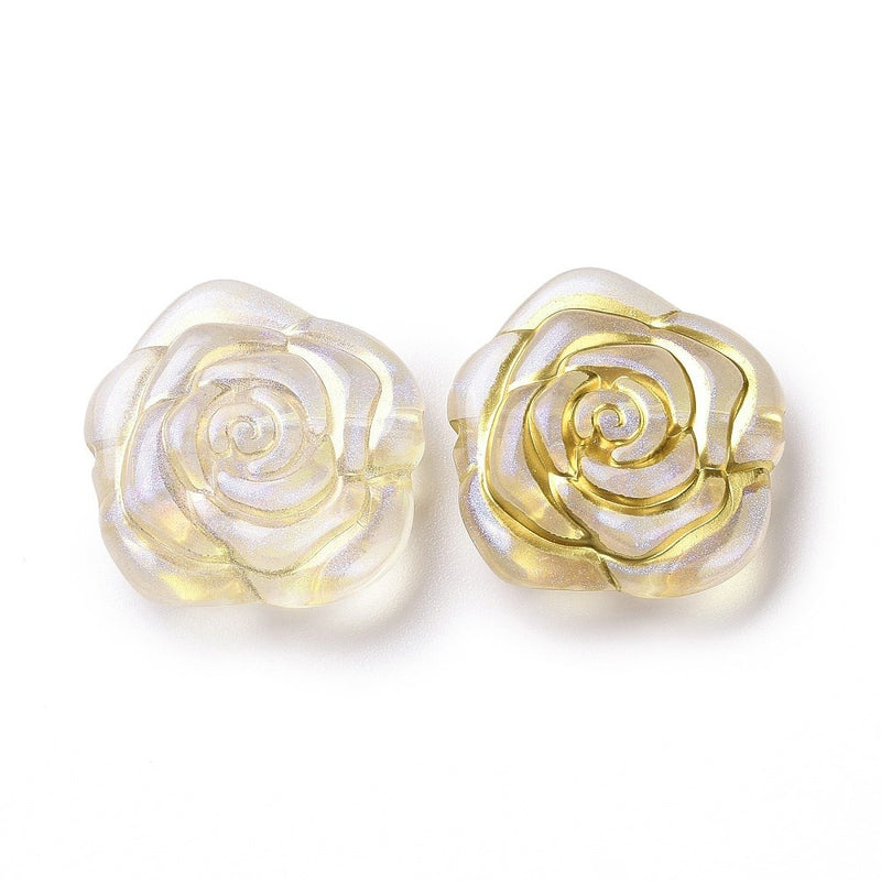 Golden Metal Plating Clear Acrylic Flower Bead