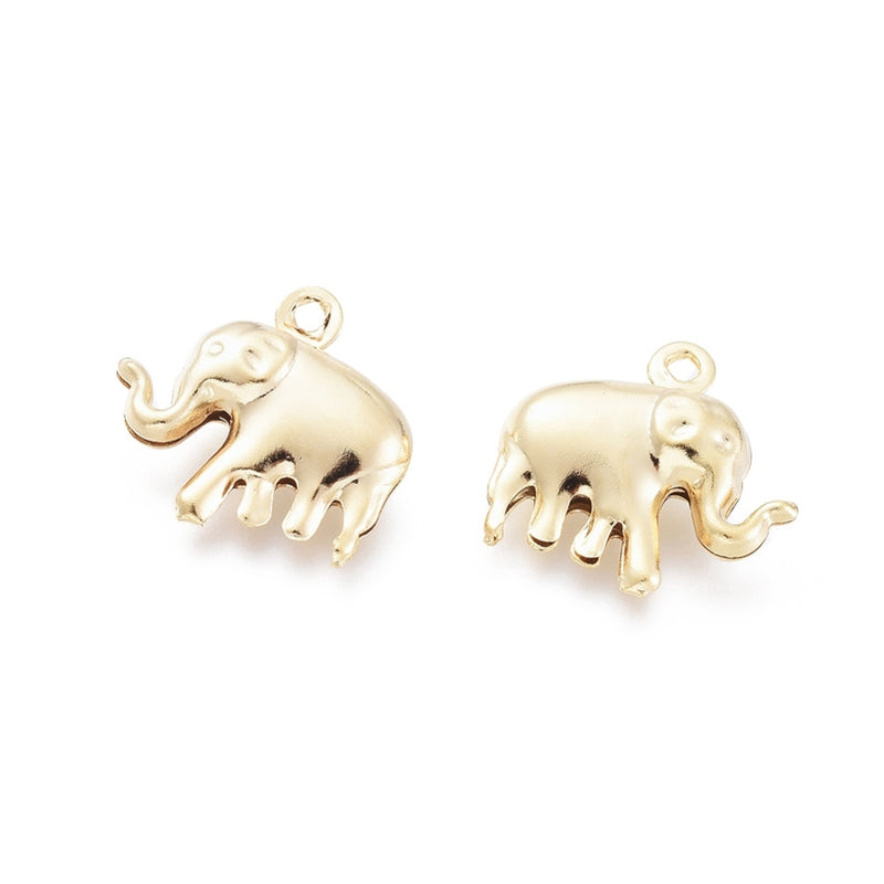 Stainless Steel Puffed Elephant Charms