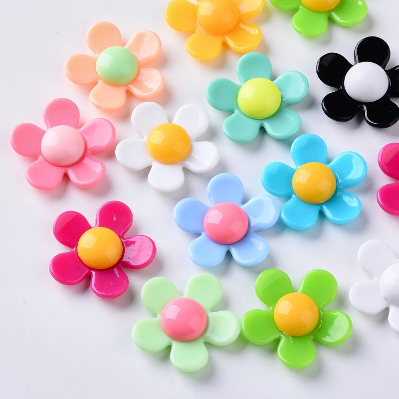 Acrylic Multicolor Flower Beads