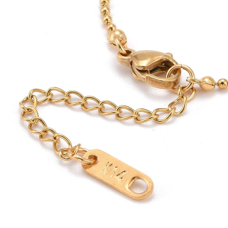 Stainless Steel Gold Ball Chain Bracelet with extensor