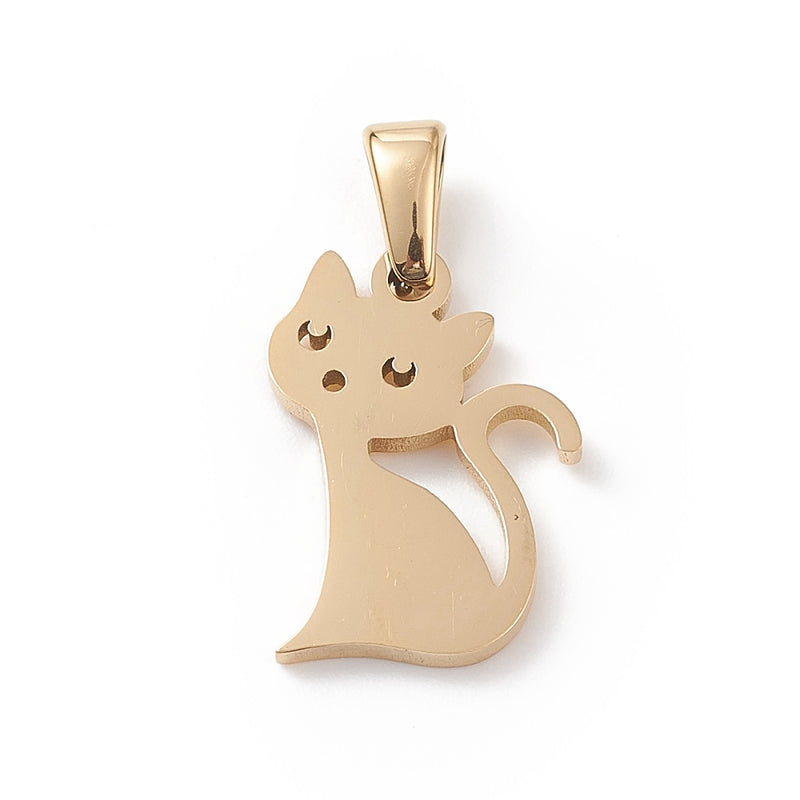 Stainless Steel Laser Cut Cat Charm
