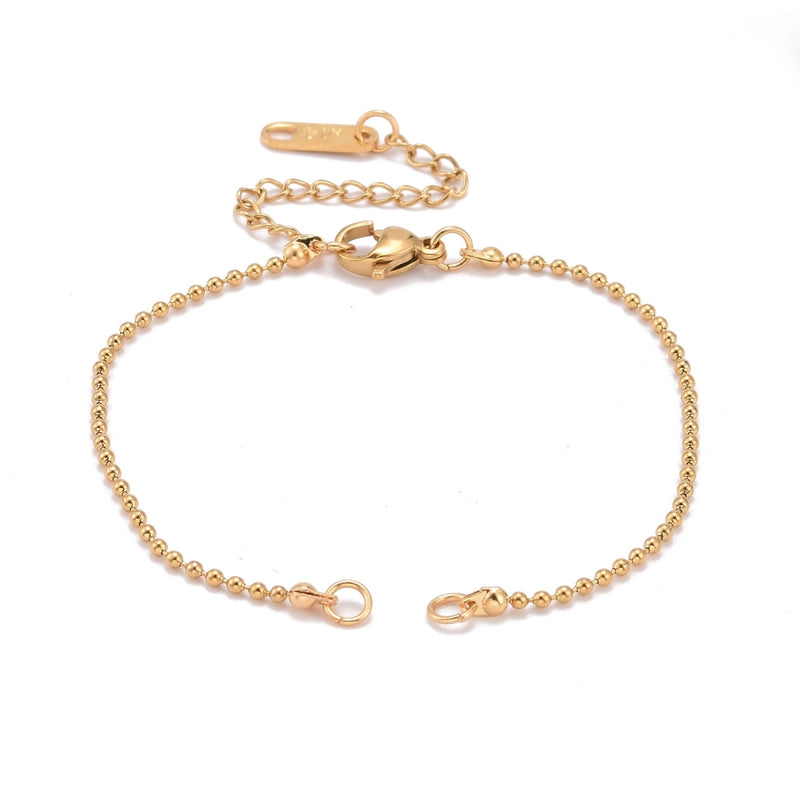 Stainless Steel Gold Ball Chain Bracelet with extensor