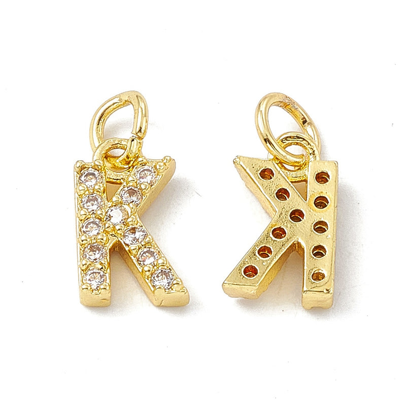 18K Gold Plated Cubic Zirconia Letter Pendant with jump ring