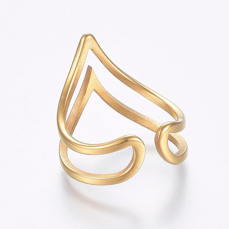 Stainless Steel Gold Adjustable Double Ring