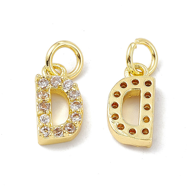 18K Gold Plated Cubic Zirconia Letter Pendant with jump ring