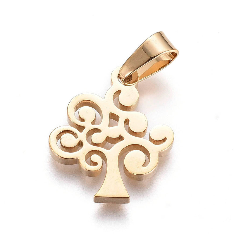 Stainless Steel Gold Tree of Life Pendant