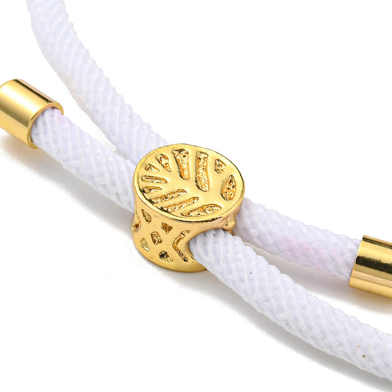 Adjustable Nylon Cord Bracelet with Golden Brass Tree Slider