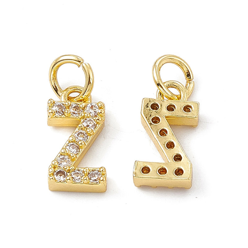 18K Gold Plated Cubic Zirconia Letter Pendant with jump ring