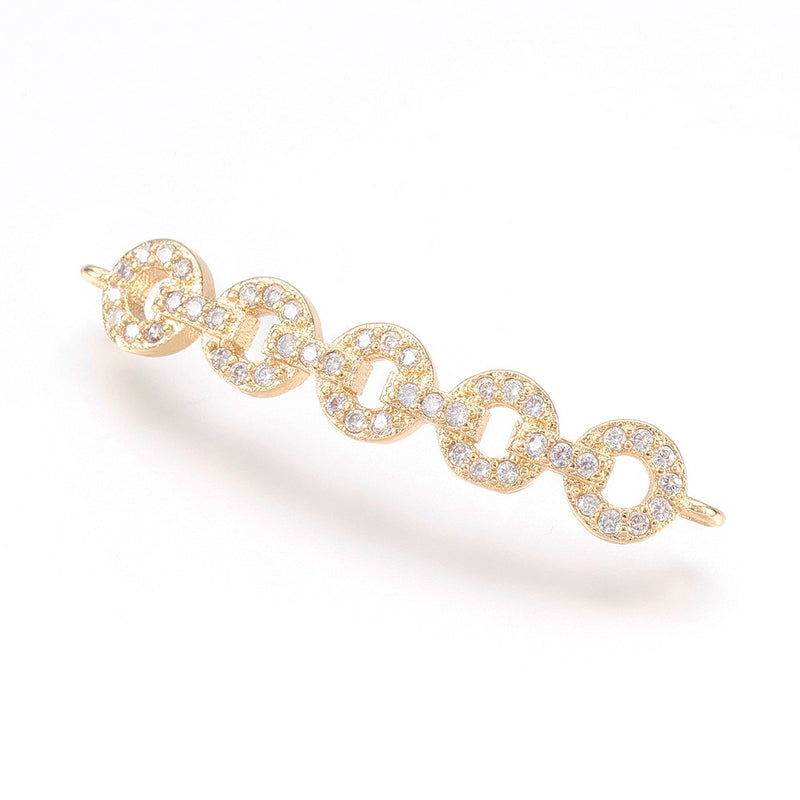 18K Gold Plated Cubic Zirconia Round Links Connector