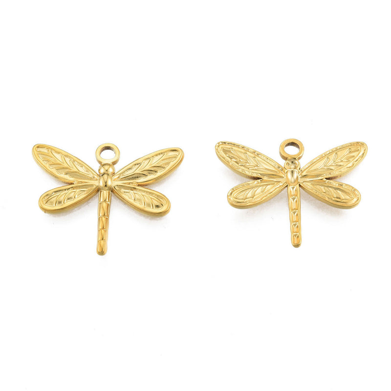 18k Gold Plated Stainless Steel Dragonfly Pendant